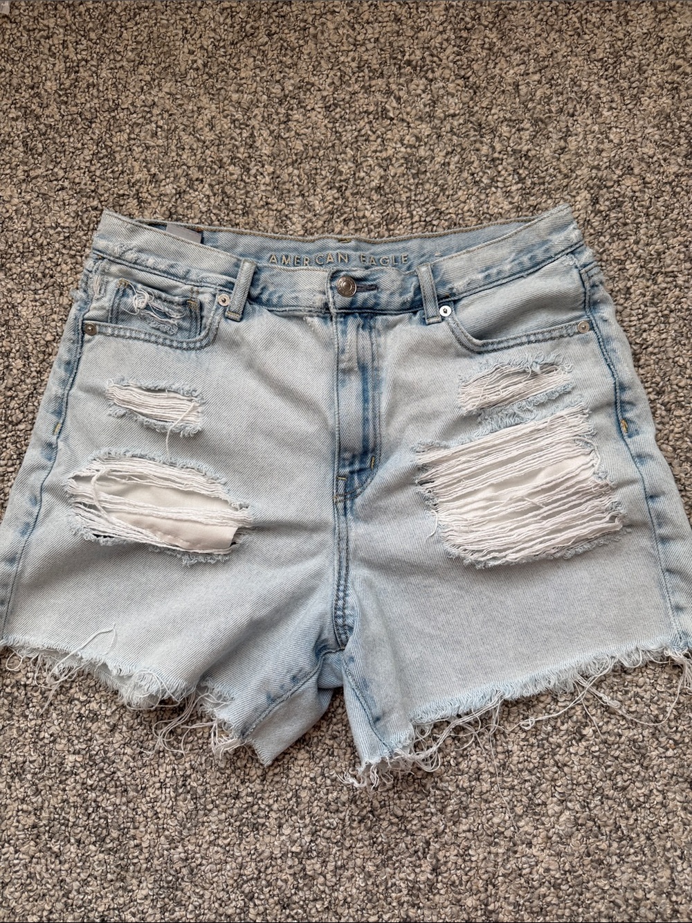 American Eagle Outfitters Light Wash Distressed Denim Shorts